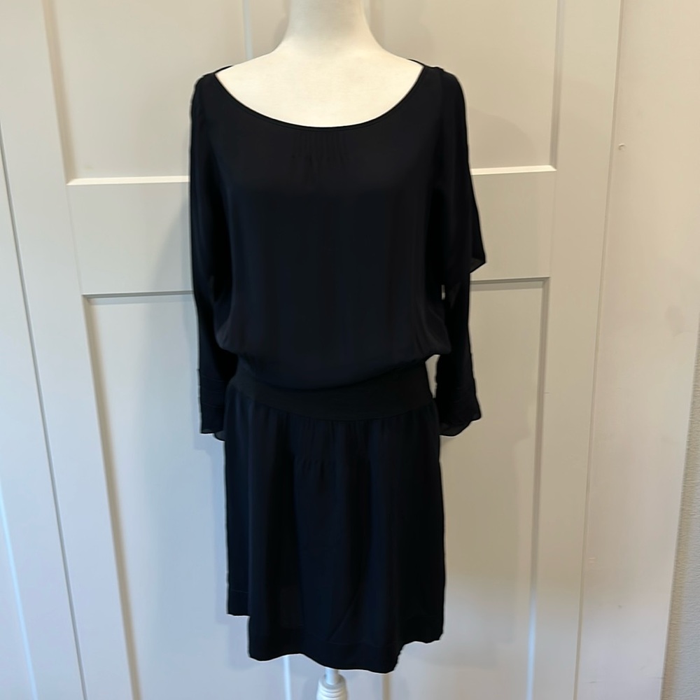 Morgan le Fay Navy Silk Shift Dress L